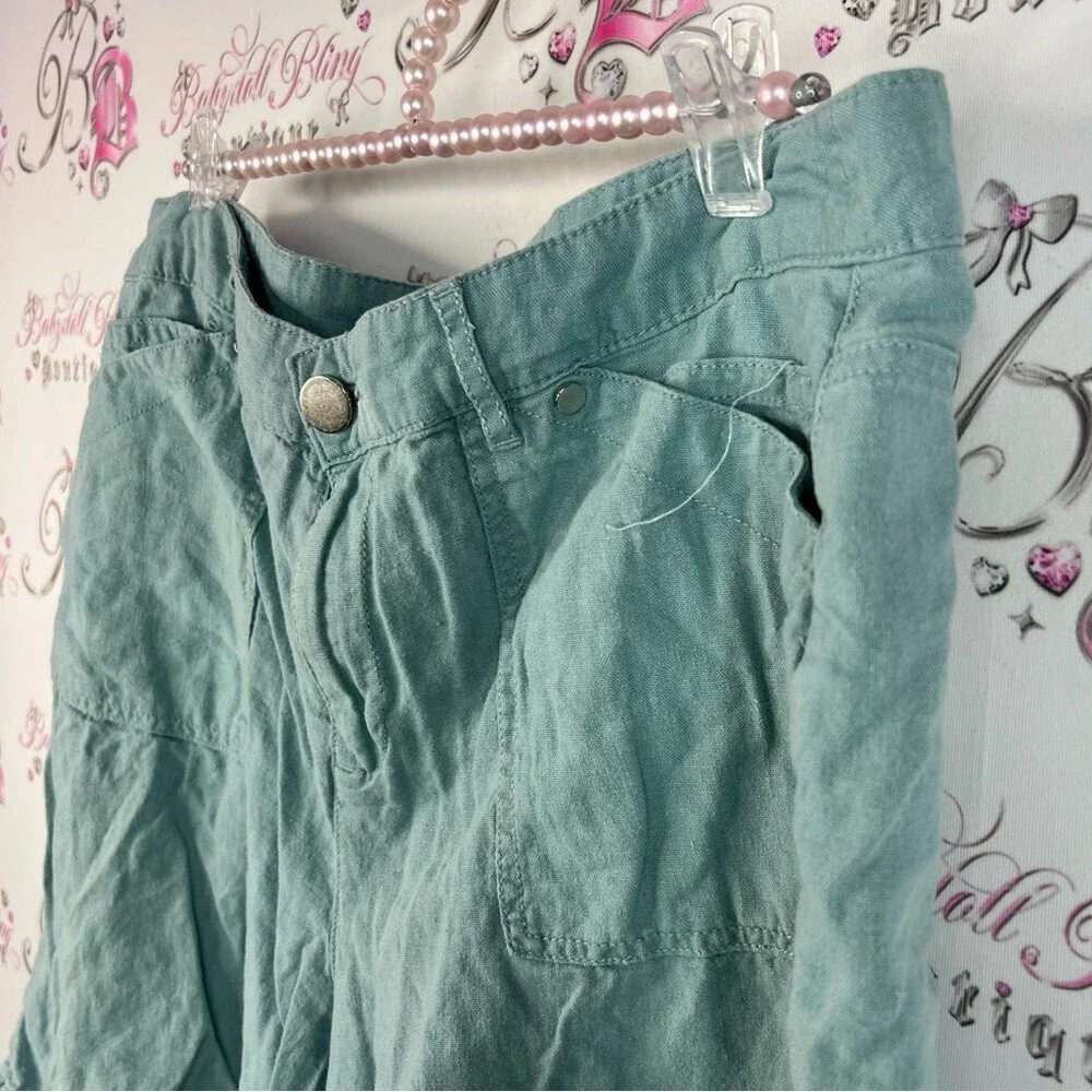 Feel pretty shorts linen light blue green Casual Teal Women's Bermudas